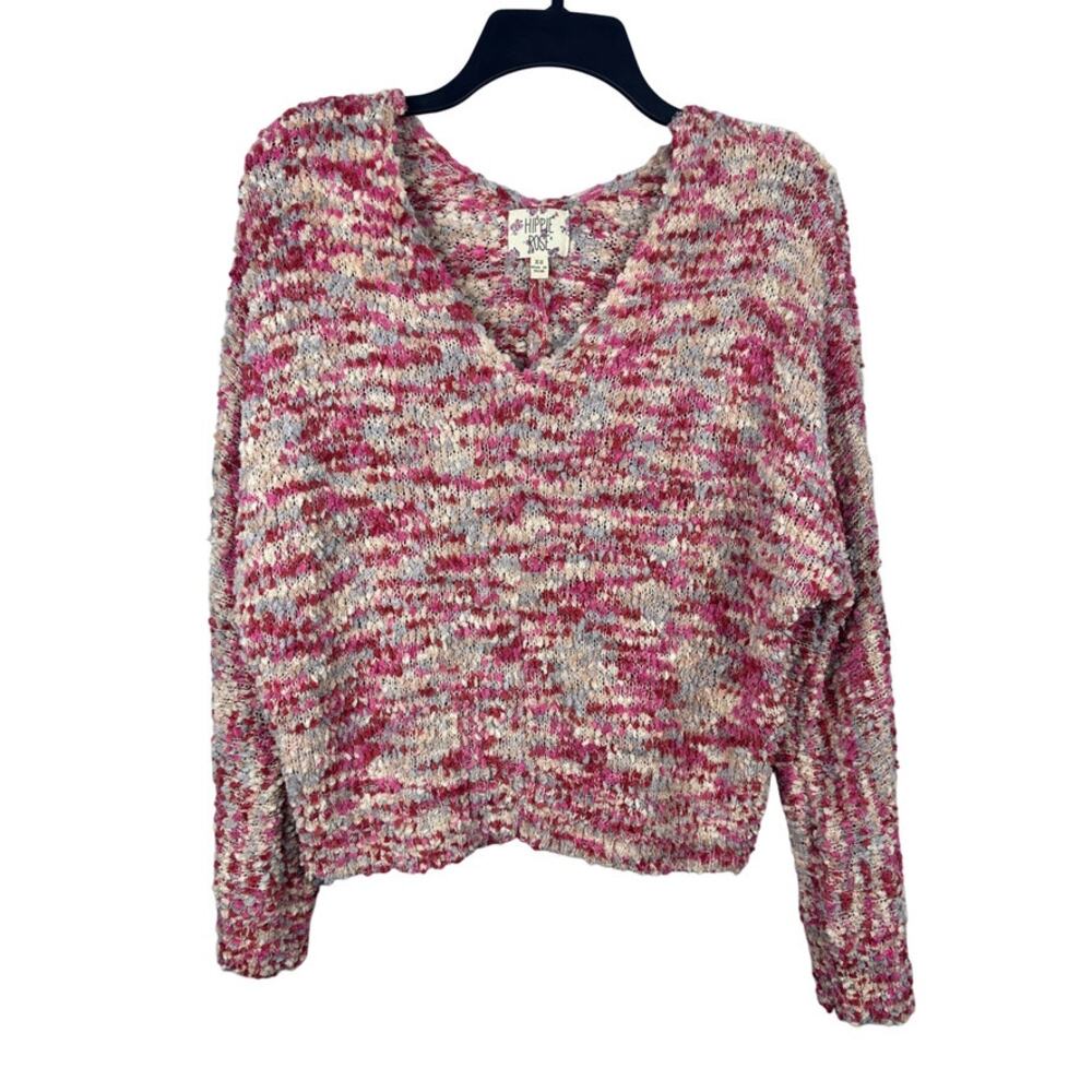 Hippie Rose Women's Pink V-neck Loose Knit Sweater Size XSmall‎